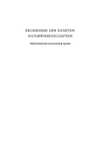 Ergebnisse der Exakten Naturwissenschaften