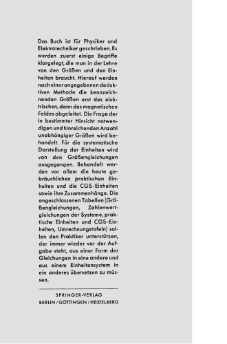 Größen und Einheiten der Elektrizitätslehre