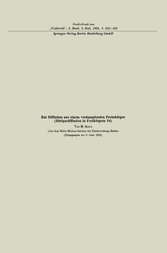 Zur Diffusion aus einem verdampfenden Probekörper (Edelgasdiffusion in Festkörpern 18)