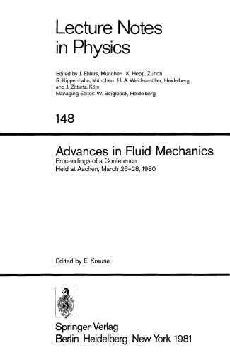 Advances in Fluid Mechanics: Proceedings of a Conference Held at Aachen, March 26–28, 1980
