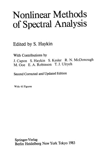 Nonlinear Methods of Spectral Analysis