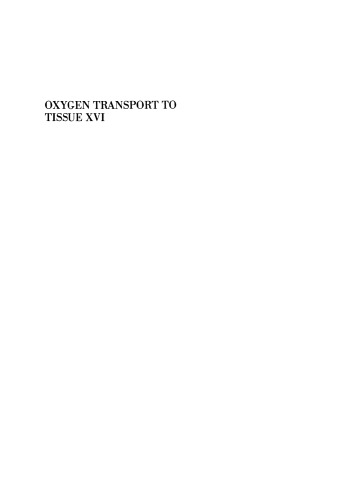 Oxygen Transport to Tissue XVI