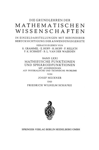 Mathieusche Funktionen und Sphäroidfunktionen: Mit Anwendungen auf Physikalische und Technische Probleme