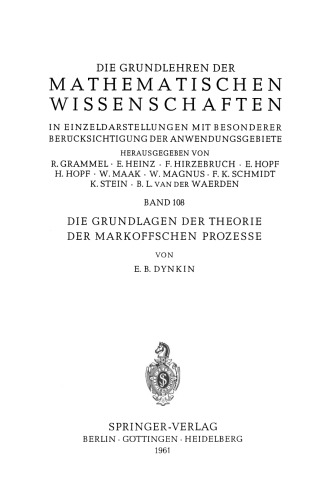 Die Grundlagen der Theorie der Markoffschen Prozesse