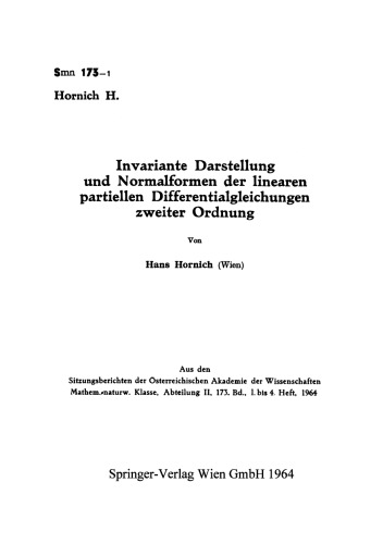 Invariante Darstellung und Normalformen der linearen partiellen Differentialgleichungen zweiter Ordnung