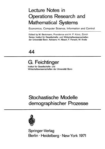 Stochastische Modelle demographischer Prozesse