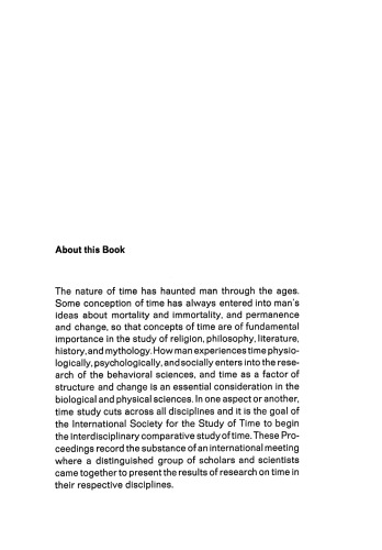 The Study of Time: Proceedings of the First Conference of the International Society for the Study of Time Oberwolfach (Black Forest) — West Germany