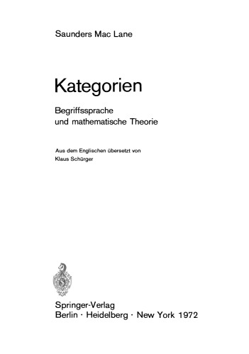 Kategorien: Begriffssprache und mathematische Theorie