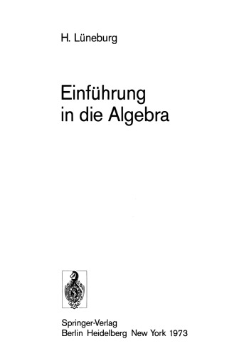 Einführung in die Algebra
