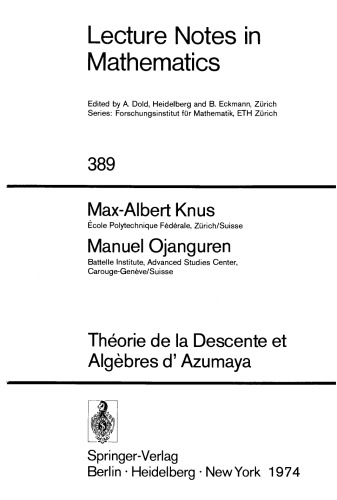 Théorie de la Descente et Algèbres d'Azumaya