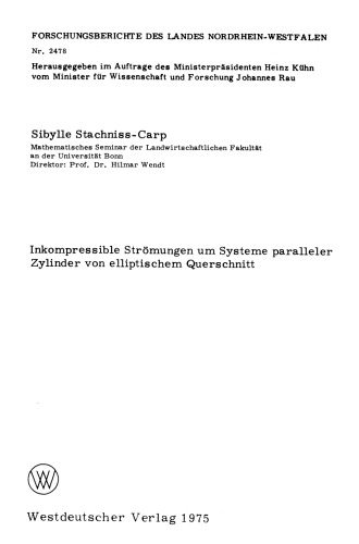 Inkompressible Strömungen um Systeme paralleler Zylinder von elliptischem Querschnitt