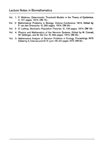 Mathematical Analysis of Decision Problems in Ecology: Proceedings of the NATO Conference held in Istanbul, Turkey, July 9–13, 1973