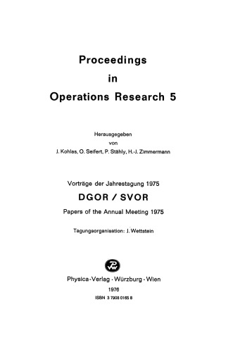 Proceedings in Operations Research 5