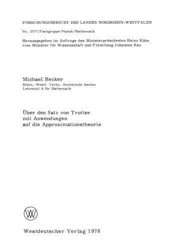 Über den Satz von Trotter mit Anwendungen auf die Approximationstheorie