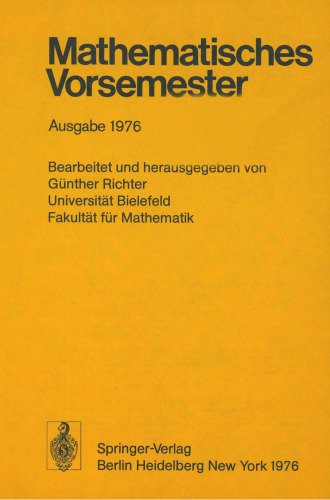 Mathematisches Vorsemester: Ausgabe 1976