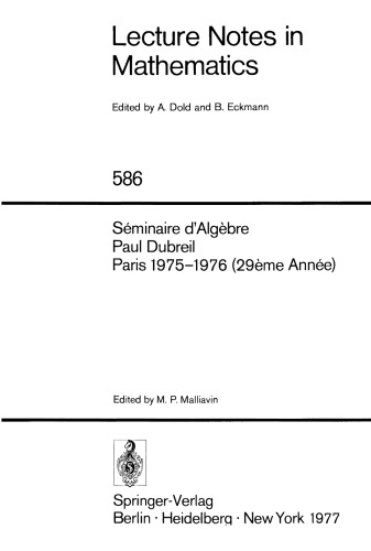 Séminaire d’Algèbre Paul Dubreil Paris 1975–1976 (29ème Année)