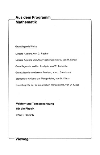 Vektor- und Tensorrechnung für die Physik