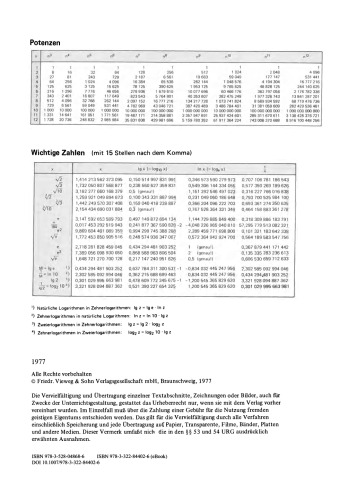 Mathematische und naturwissenschaftliche Tafeln: Mit vierstelligen Logarithmen