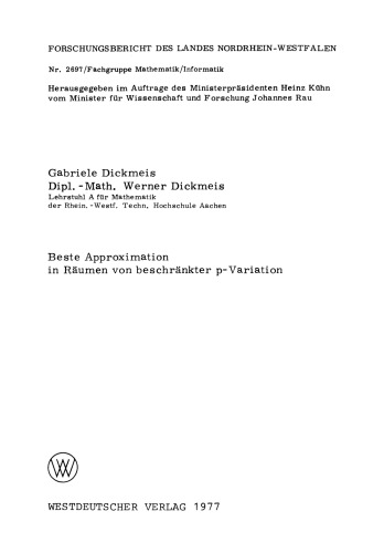 Beste Approximation in Räumen von beschränkter p-Variation
