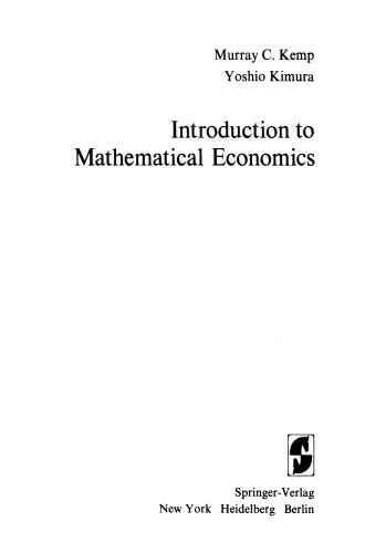 Introduction to Mathematical Economics
