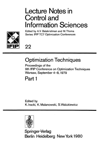 Optimization Techniques: Proceedings of the 9th IFIP Conference on Optimization Techniques Warsaw, September 4–8, 1979