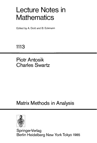 Matrix Methods in Analysis