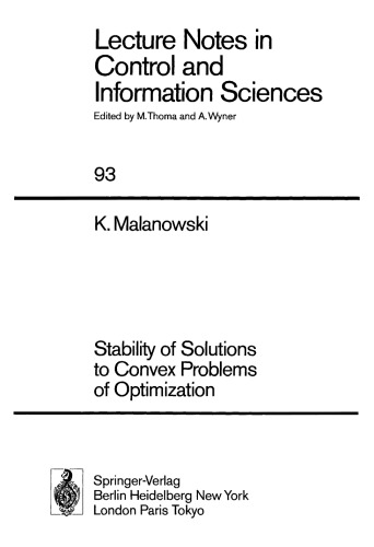 Stability of Solutions to Convex Problems of Optimization