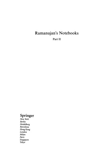 Ramanujan’s Notebooks: Part II