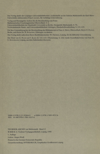 Arbeiten zur Analysis und zur mathematischen Logik