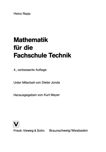 Mathematik für die Fachschule Technik