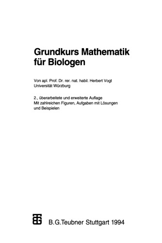 Grundkurs Mathematik für Biologen