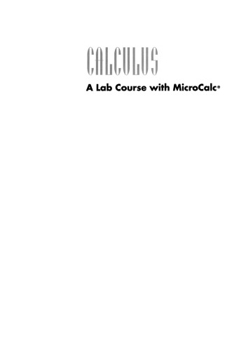 Calculus: A Lab Course with MicroCalc®