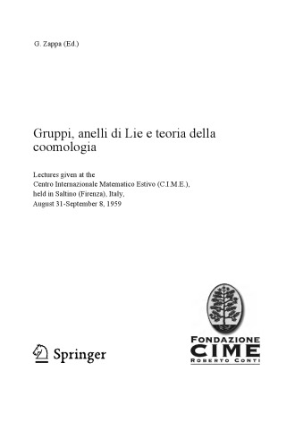 Gruppi, anelli di Lie e teoria della coomologia