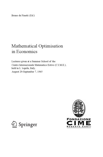 Mathematical Optimiation in Economics