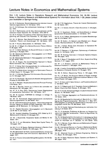 Extremal Methods and Systems Analysis: An International Symposium on the Occasion of Professor Abraham Charnes’ Sixtieth Birthday Austin, Texas, September 13 – 15, 1977