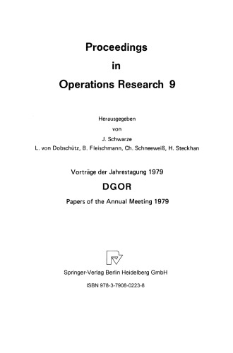 Vorträge der Jahrestagung 1979 / Papers of the Annual Meeting 1979