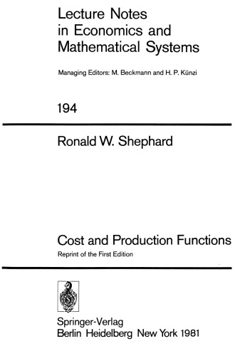 Cost and Production Functions