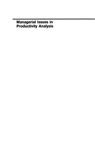 Managerial Issues in Productivity Analysis