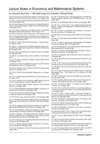 Recent Advances and Historical Development of Vector Optimization: Proceedings of an International Conference on Vector Optimization Held at the Technical University of Darmstadt, FRG, August 4–7, 1986