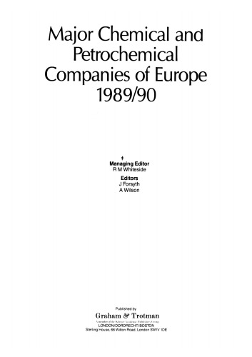 Major Chemical and Petrochemical Companies of Europe 1989/90