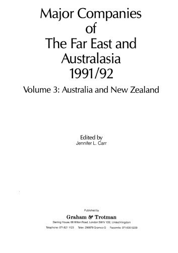 Major Companies of The Far East and Australasia 1991/92: Volume 3: Australia and New Zealand