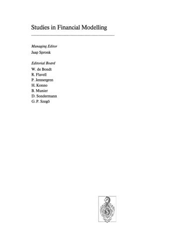 Modelling for Financial Decisions: Proceedings of the 5th Meeting of the EURO Working Group on “Financial Modelling” held in Catania, 20–21 April, 1989