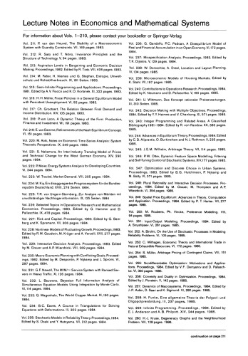 Decision Processes in Economics: Proceedings of the VI Italian Conference on Game Theory, Held in Modena, Italy, October 9–10, 1989