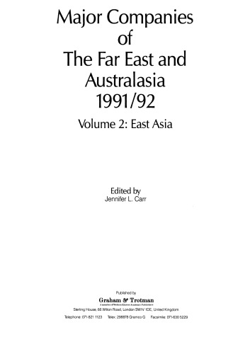 Major Companies of The Far East and Australasia 1991/92: Volume 2: East Asia