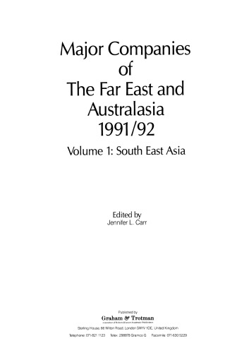 Major Companies of The Far East and Australasia 1991/92: Volume 1: South East Asia
