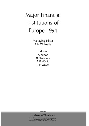 Major Financial Institutions of Europe 1994