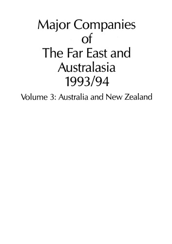 Major Companies of The Far East and Australasia 1993/94: Volume 3: Australia and New Zealand
