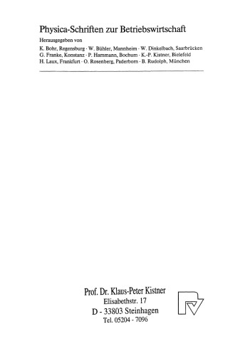 Effizienzkonzepte und nutzentheoretische Ansätze zur Lösung stochastischer Entscheidungsmodelle