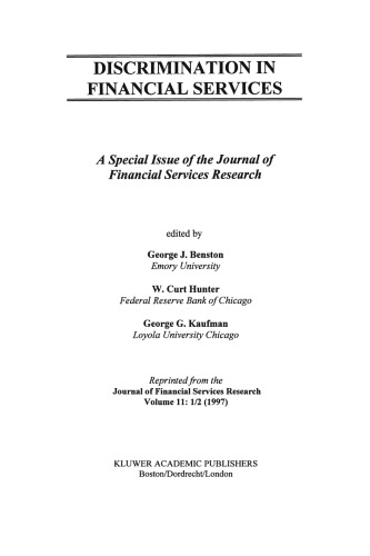Discrimination in Financial Services: A Special Issue of the Journal of Financial Services Research