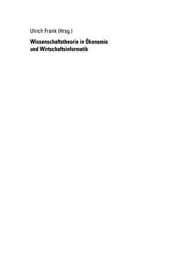Wissenschaftstheorie in Ökonomie und Wirtschaftsinformatik: Theoriebildung und -bewertung, Ontologien, Wissensmanagement